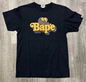 Baby Milo A Bathing Ape T-Shirt Sz M Sleeping On Bape Black Yellow Words - Picture 1 of 12
