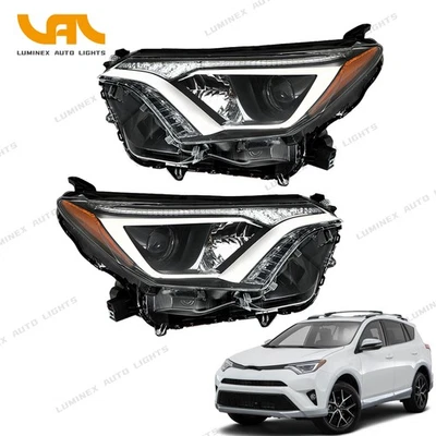 Headlight Assembly For Toyota RAV4 2016-2018 Halogen Chrome Housing Left+Right - Image 1 of 4