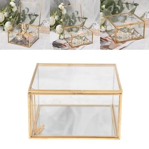 colaxi Golden Square Vintage Brass & Clear Glass Decorative Box Home Decor, - Picture 1 of 7