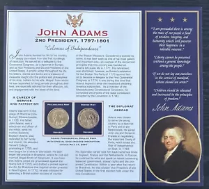 BRADFORD EXCHANGE 2 UNCIRCULATED PRESIDENTAL $1 COINS JOHN ADAMS 2007 - Picture 1 of 4
