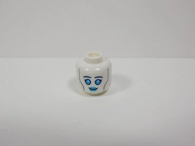 LEGO White Printed Robot Head Minifig Blue Eyes F6 - Image 1 of 2
