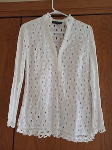 INC International Concepts Damen Gr. Small weiß Ösen Bauern Bluse Top - Bild 1 von 3