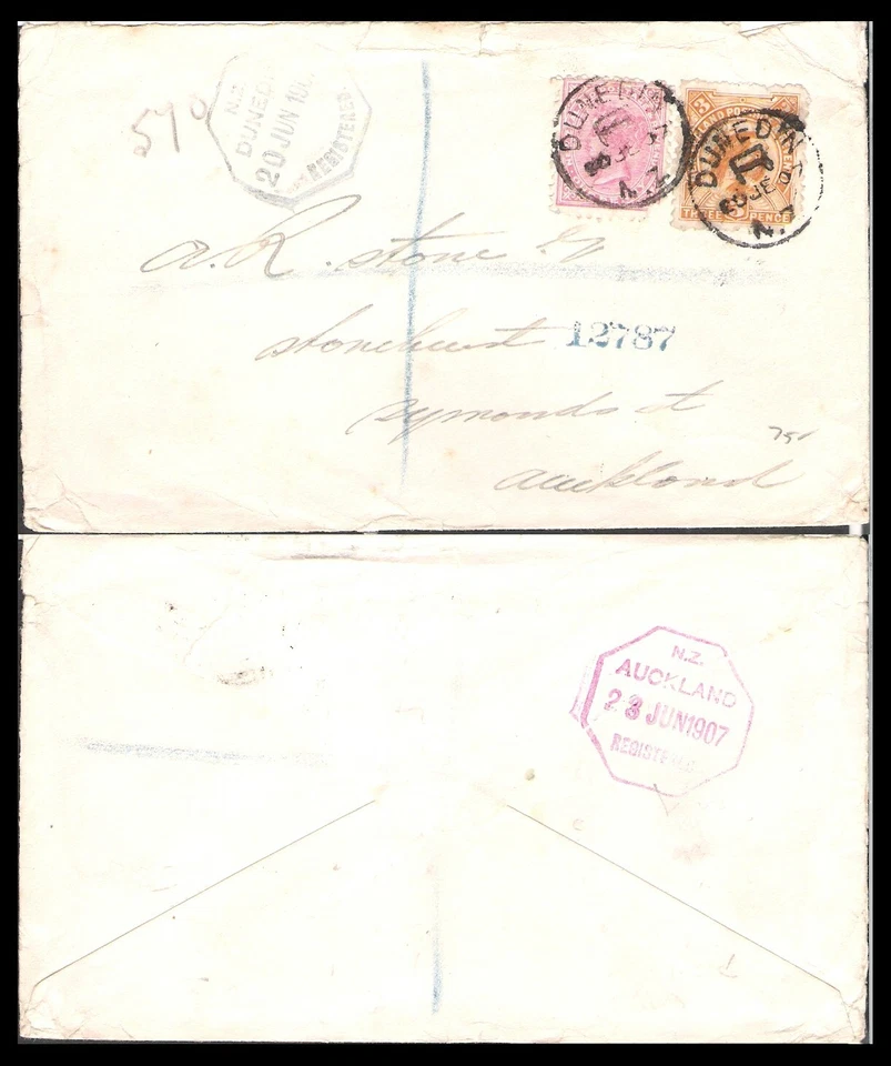 NEW ZEALAND 1907 REGISTERED COVER TO AUCKLAND (F) Foto 1 de 1