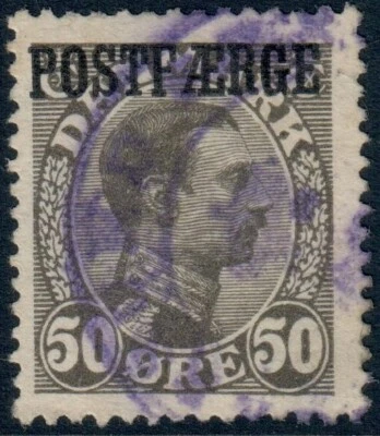 Dinamarca. #Q8a. 1922. Correio de encomendas. 50 Øre, cinza oliva. Muito bom estado usado (PK1962) - Imagem 1 de 2