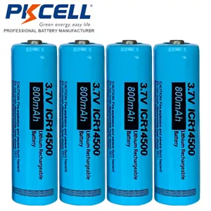 4x Rechargeable AA Li-ion Batteries 14500 3.7V 800mAh Button Top For Flashlights - Picture 1 of 3