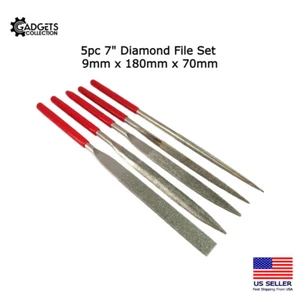 Juego de 5 piezas de lima de diamante 7" 9 mm x 180 mm x 70 mm 180 grano talla cerámica azulejos vidrio - Imagen 1 de 3