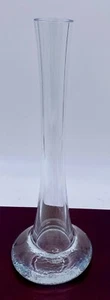 GORGEOUS DESIGNS - Clear Glass Bud Vase - 9.25" tall - with label - no damage - Picture 1 of 3