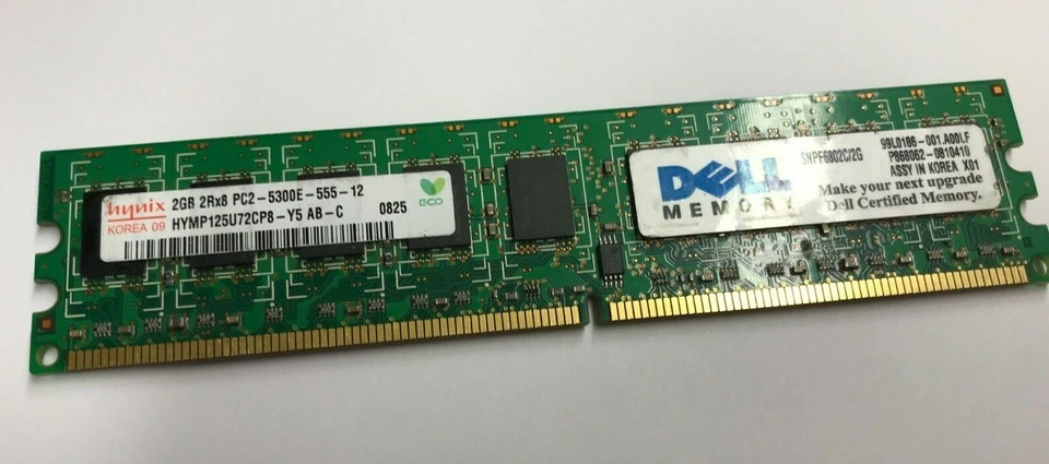 Hynix 2GB PC2-5300E-55-12 DIMM 667 MHz DDR2 SDRAM Memory (HYMP125U72CP8-Y5/2G) - Image 1 of 1