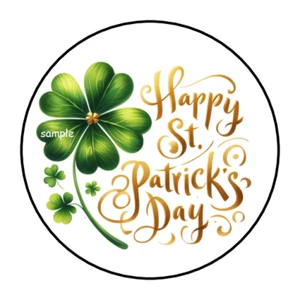 30 ST PATRICKS DAY ENVELOPE SEALS STICKERS LABELS TAGS 1.5" ROUND CLOVER - Picture 1 of 1
