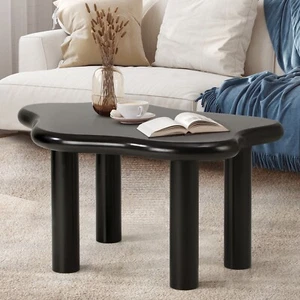 Oikiture Coffee Table Side Tables Sofa Cafe Desk Living Room Black Irregular - Picture 1 of 10