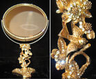 Jeweled Vintage Matson Dogwood Bird Mirror Magnifying Vanity Perfume Ormolu make