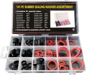 Kit 141pz Rondelle Piatte Del Rubinetto 18 Diverse Guarnizioni O-Ring Idraulica - Foto 1 di 8