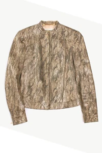 ESCADA Leather Jacket Black Gold Size S AU Statement Occasionwear - Picture 1 of 4