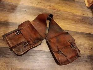 Vintage Leather Saddle Bags  Antique Horse Western Gear satchel - Picture 1 of 9