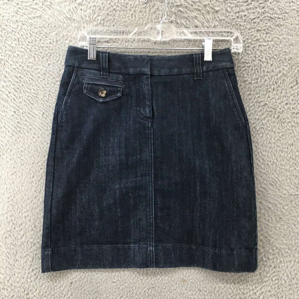 Ann Taylor Straight & Pencil Skirts Womens 0 Blue Dark Wash Denim Zip Fly Casual - Image 1 of 4