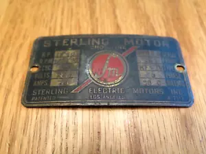 Vintage Sterling Electric Motor Co Cross-Line Typ KFCTV Messing Anhänger Emblem Abzeichen - Bild 1 von 7