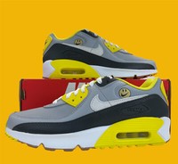 NIKE AIR MAX 90 LTR SWOOSH SMILEY CASUAL WOLF GREY 6Y | eBay