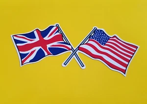 USA Stars & Stripes & UK Union Jack Flag Car STICKERS 4" Pair Bike Truck Trailer - Picture 1 of 1
