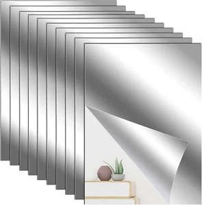 10-Pack Self-Adhesive Acrylic Mirror Sheets-6 X 9 Inch Flexible Wall Mirror Tile - Picture 1 of 12