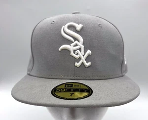 New Era 59Fifty Chicago White Sox 7 Medium Fitted Hat MLB Gray White Stickers - Picture 1 of 6