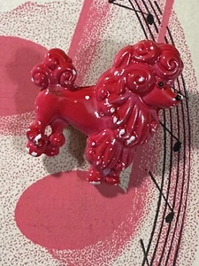 Enamel Hot Pink Metal Poodle Pin 1950s-"As Is" -Vintage for Scarf/Sweater - Picture 1 of 6