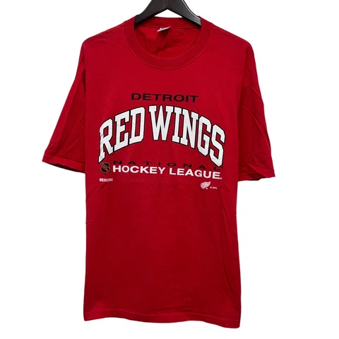Vintage Detroit Red Wings NHL Mens Red T-Shirt 90's Russell Athletic USA XXL guc Cover