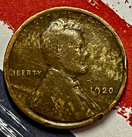 1920 P WHEAT CENT W/ SHINY GOLD GRAINS WOODY PENNY THAT HAS LAMINATION ERROR TOO Cover