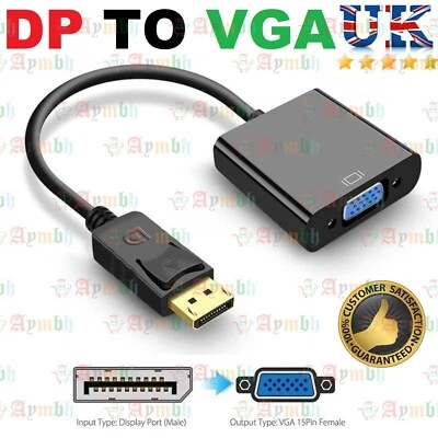 HD Display-Port DP Male to VGA Female Adapter Converter Cable Lead DisplayPort - Image 1 of 4