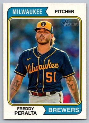 2023 Topps Heritage Base # 581 Freddy Peralta - Milwaukee Brewers - Image 1 of 3