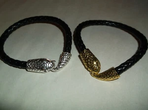 PULSERA OUROBOROS SERPIENTE COMIENDO SU PROPIA COLA PALANCA GANCHO BROCHE plata u oro - Imagen 1 de 7