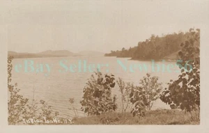 Indian Lake NY - VIEW UP LAKE TO MOUNTAINS - RPPC Postcard Adirondacks - Picture 1 of 2