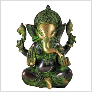 Ganesha 21cm 3kg Brass Art Antique - India Shiva Parvati Hanuman Krishna - Picture 1 of 3