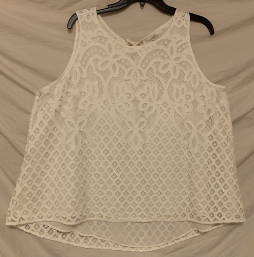 OFF WHITE Camicia cisterna in pizzo loft bianco sporco cravatta posteriore senza maniche completamente foderata