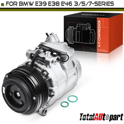 Compresor de aire acondicionado con embrague de 5 ranuras para BMW 323i 325i 328Ci 330Ci 525i 530i 7SB16C Foto 1 de 4