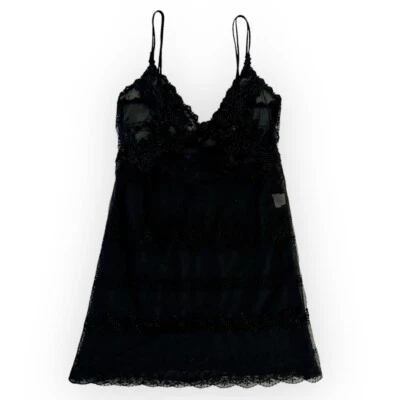 Mini vestido babydoll vintage de encaje negro Foto 1 de 4