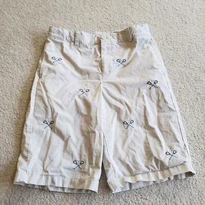 Vineyard Vines Boys Size 16 Embroidered Lacrosse Stick Bermuda Shorts Biege - Picture 1 of 9