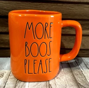 Rae Dunn MORE BOOS PLEASE Halloween KAFFEETASSE 20 Unzen Orange & Schwarz NEU - Bild 1 von 1