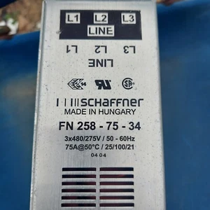 Schaffner FN258-75-34 RFI Netzfilter 3-phasig 480/270V 75-Amp 25/100/21 - Bild 1 von 6
