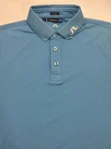 J. Lindberg Shirt Men Small Short Sleeve Embroidered Logo Slim Fit Golf Blue - Picture 1 of 2