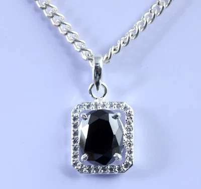 Black Diamond Solitaire 9.51 Carat Oval Cut Certified Pendant Gift For Partner - Image 1 of 4