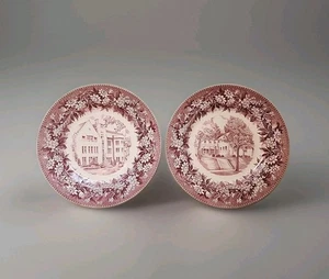 Wedgwood Floral Toile Mulberry Dinner Plates Set ~ France Hall & Music Hall - Picture 1 of 11