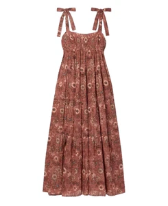 Ulla Johnson Floral Midi Dress Sz 8UK 2US S Tiered Boho Peasant Bow - Picture 1 of 11