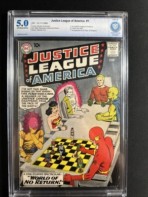 Justice League of America #1 CBCS 5.0 DC 1960 1st Origin App OW/White Pages *S3 - Image 1 of 3