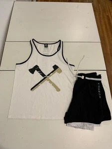 All American Roughneck Set Medium Shorts White Axe Crossfit Muscle Top AAR Gym - Picture 1 of 23