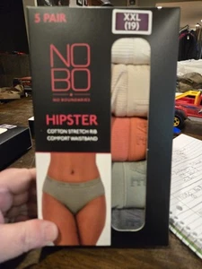 NWT 5 Pairs of Nobo Cotton Hipster Panties Size XXL Multicolor Love Waistband - Picture 1 of 3