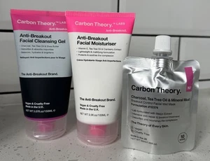 Carbon Theory Anti-Breakout Facial Cleansing Gel & Facial Moisturiser & Mud Mask - Picture 1 of 5