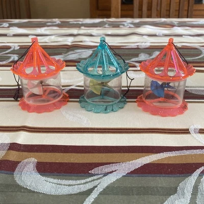 3 adornos giratorios vintage para árbol de Navidad con jaula para pájaros carrusel parpadeante Foto 1 de 4