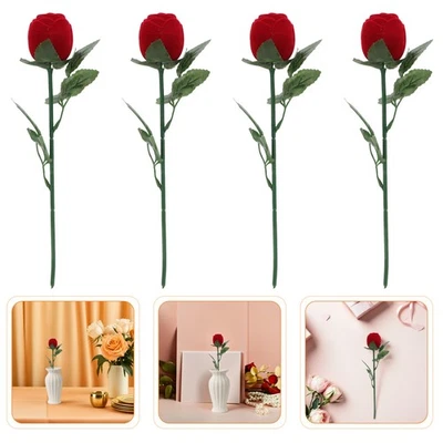 6PCS Romantic Storage Box - Red Rose Bouquet Velvet Engagement - Image 1 of 4