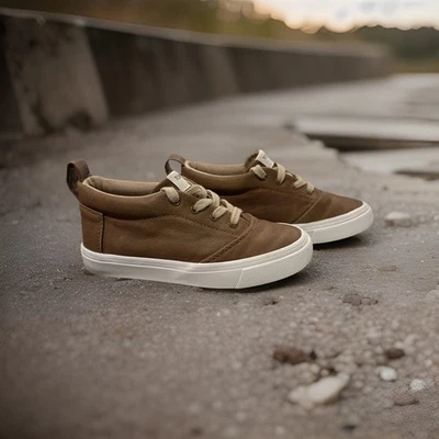 TOMS Kids Youth Size 12 Brown Canvas Lace Up Sneakers Casual Shoes - Image 1 of 4