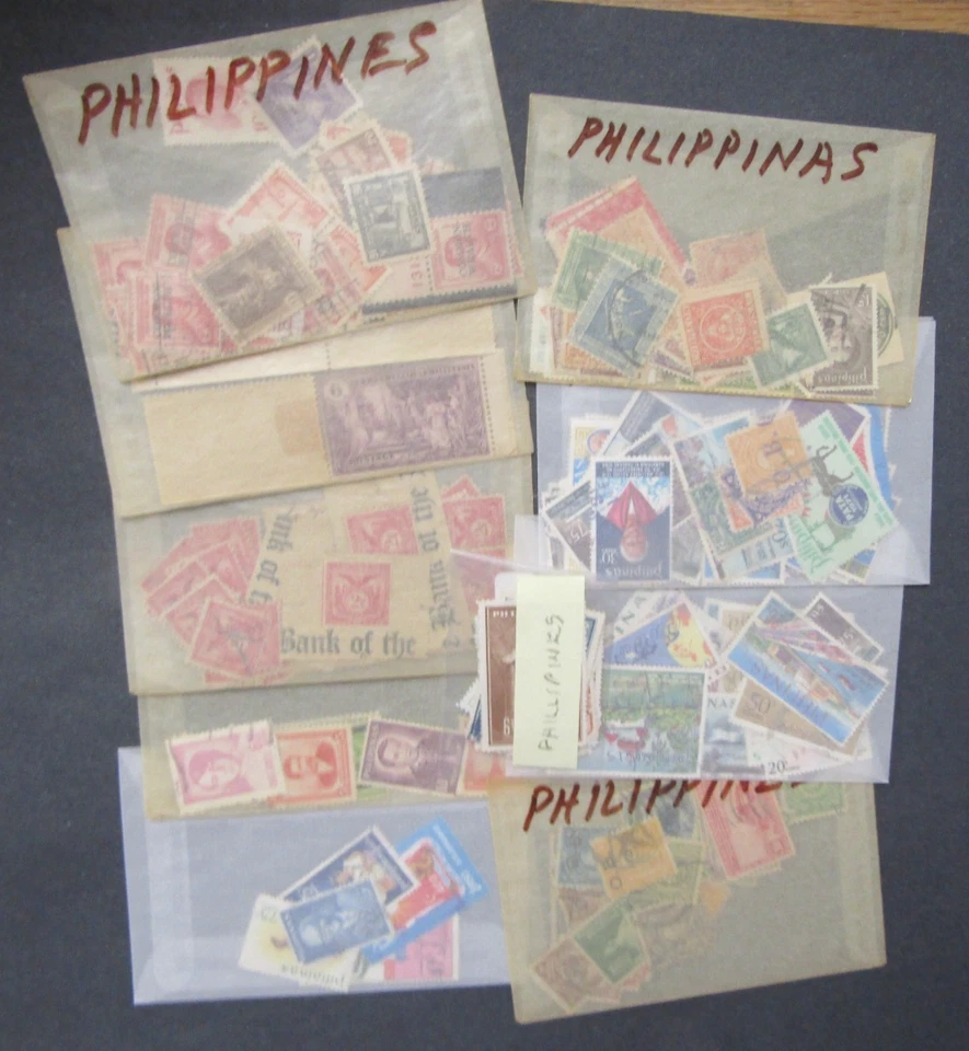 Lote de 9 sellos de Filipinas en vidrieras nuevos/usados sin marcar Foto 1 de 1